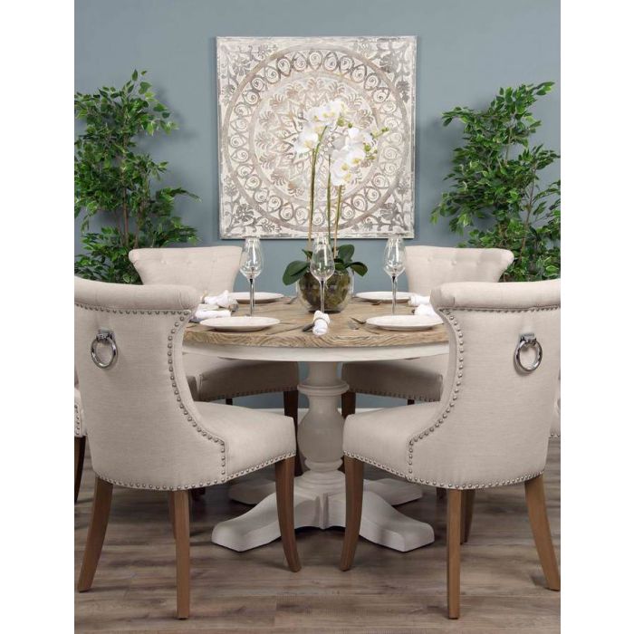 1.3m Country Pedestal Dining Table with 6 Windsor Ring Back Chairs - 3