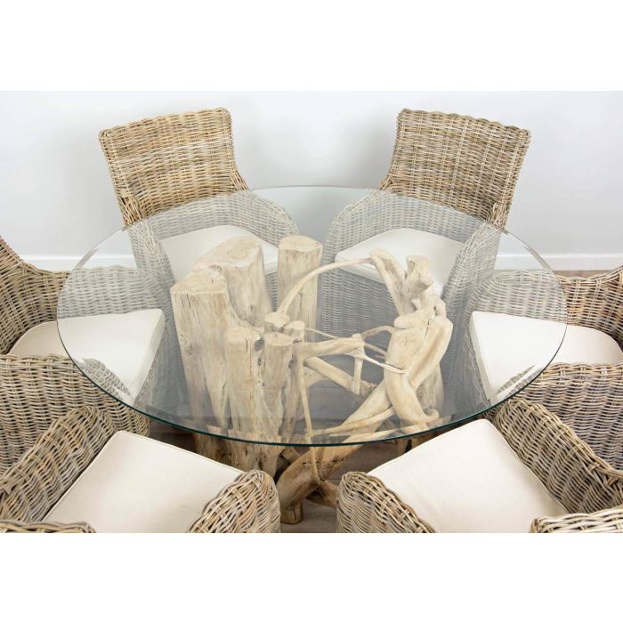 1.5m Java Root Circular Dining Table with 6 Donna Chairs - 1