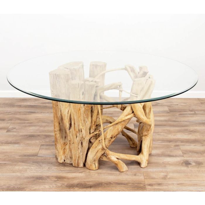 1.5m Java Root Dining Table with 6 Velveteen Ring Back Dining Chairs - 14