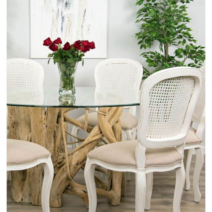1.5m Java Root Circular Dining Table with 6 Murano Dining Chairs - 4