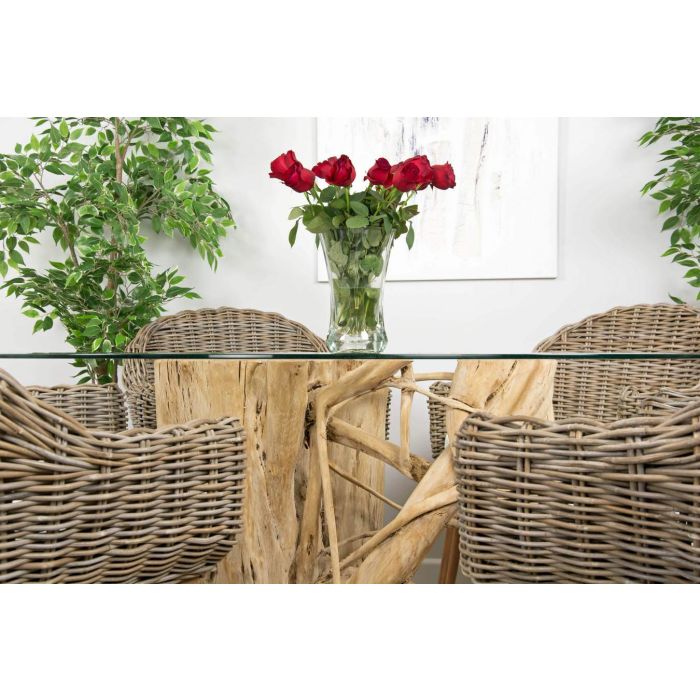 1.5m Java Root Circular Dining Table with 6 Scandi Armchairs  - 4