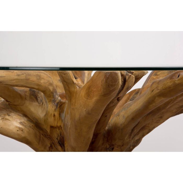 1.5m Reclaimed Teak Root Circular Dining Table with 6 Stackable Zorro Chairs  - 9