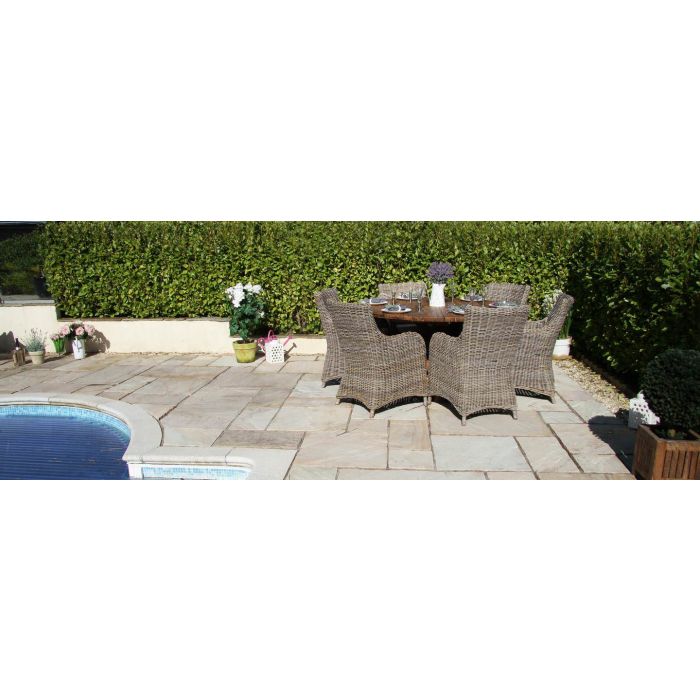 1.5m Reclaimed Teak Outdoor Open Slatted Dartmouth Table with 6 Donna Armchairs - 2