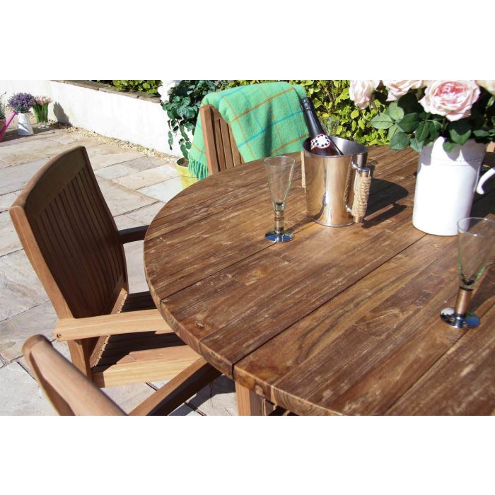 1.5m Reclaimed Teak Outdoor Open Slatted Dartmouth Table with 6 Marley Armchairs - 2