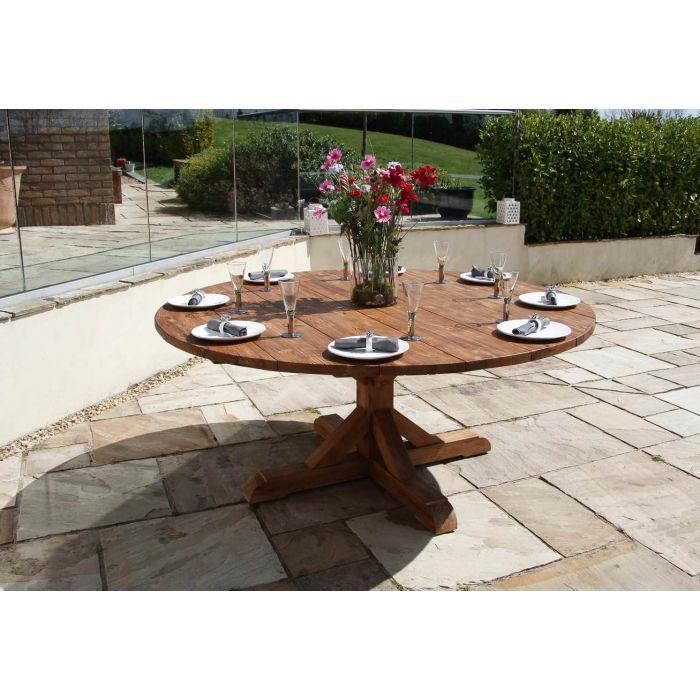 1.8m Reclaimed Teak Outdoor Open Slatted Dartmouth Table - 2