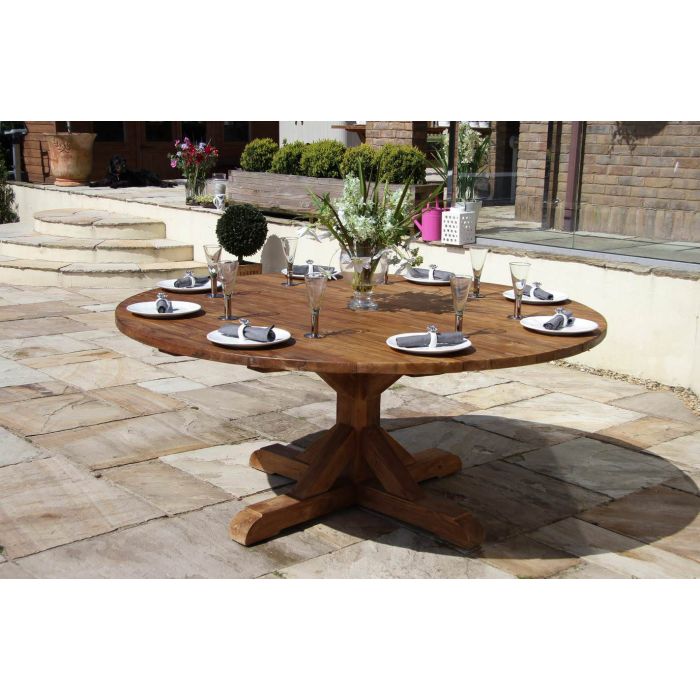 1.8m Reclaimed Teak Outdoor Open Slatted Dartmouth Table with 8 Latifa Chairs - 10