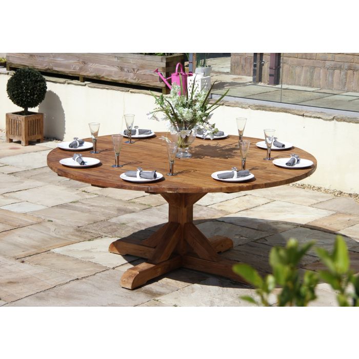 1.8m Reclaimed Teak Outdoor Open Slatted Dartmouth Table with 8 Scandi Armchairs - 10