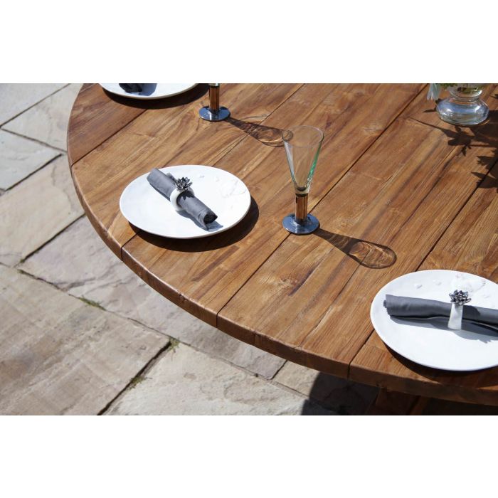 1.8m Reclaimed Teak Outdoor Open Slatted Dartmouth Table with 8 Donna Armchairs - 18