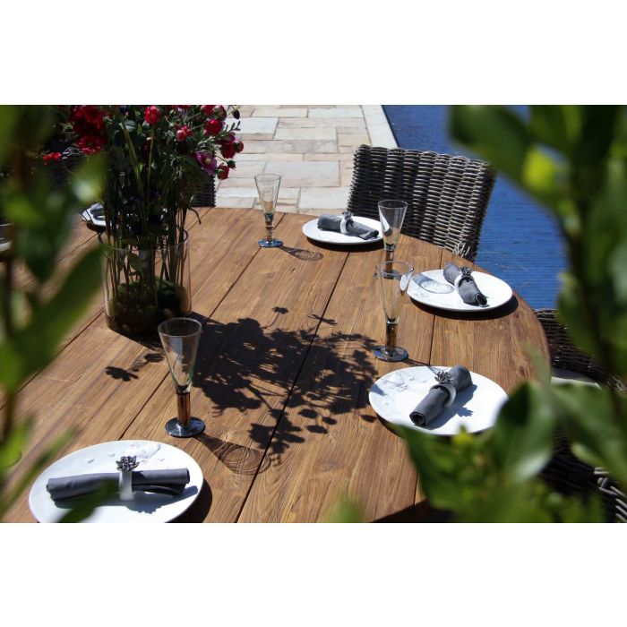 1.8m Reclaimed Teak Outdoor Open Slatted Dartmouth Table with 8 Donna Armchairs - 5