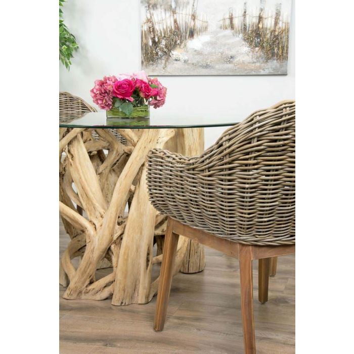 1.2m Java Root Circular Dining Table with 4 or 6 Scandi Armchairs - 5