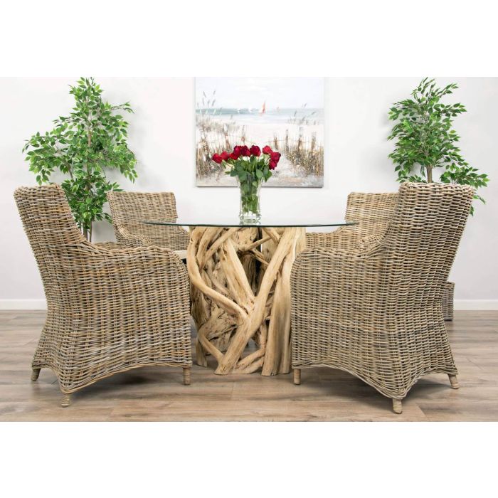 1.2m Java Root Circular Dining Table with 4 or 6 Donna Armchairs - 3