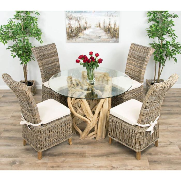 1.2m Java Root Circular Dining Table with 4 or 6 Latifa Chairs - 1