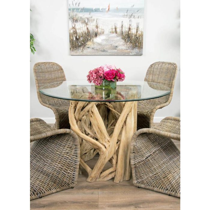 1.2m Java Root Circular Dining Table with 4 or 6 Stackable Zorro Chairs - 1