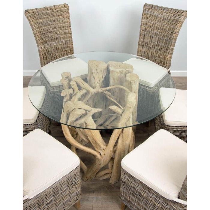 1.2m Java Root Circular Dining Table with 4 or 6 Latifa Chairs - 5