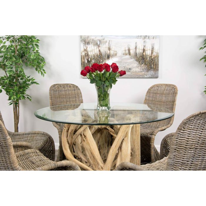 1.2m Java Root Circular Dining Table with 4 or 6 Stackable Zorro Chairs - 4