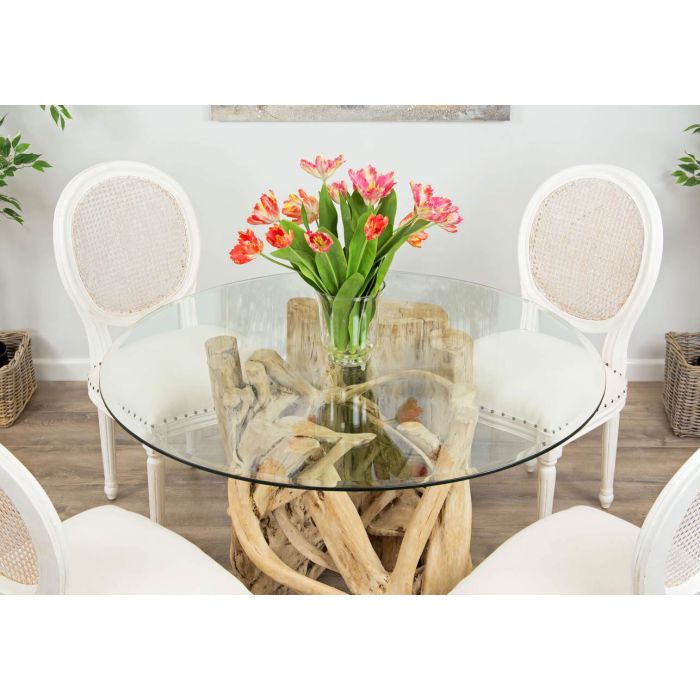 1.2m Java Root Circular Dining Table with 4 or 6 Ellena Dining Chairs - 1