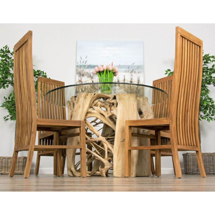 1.2 Java Root Circular Dining Table with 4 Vikka Chairs - 3