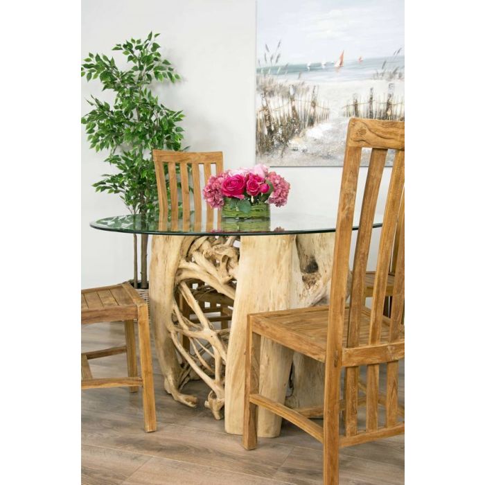 1.2m Java Root Circular Dining Table with 4 Santos Chairs - 5