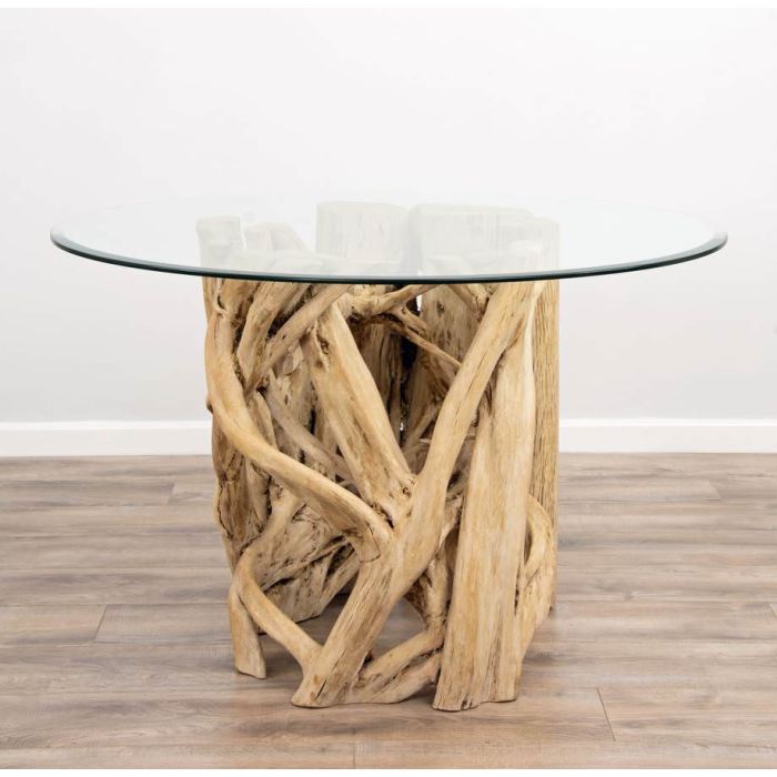 1.2m Java Root Circular Dining Table with 4 or 6 Velveteen Ring Back Dining Chairs  - 15