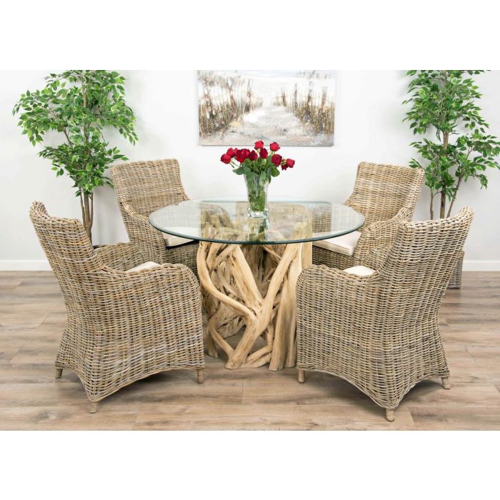 1.2m Java Root Circular Dining Table with 4 or 6 Donna Armchairs - 4
