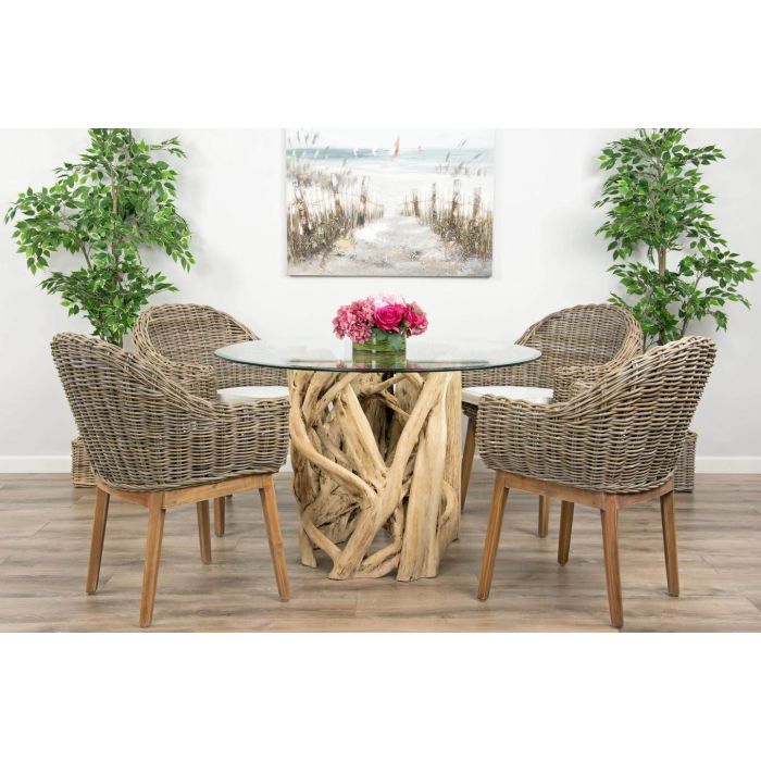 1.2m Java Root Circular Dining Table with 4 or 6 Scandi Armchairs - 2