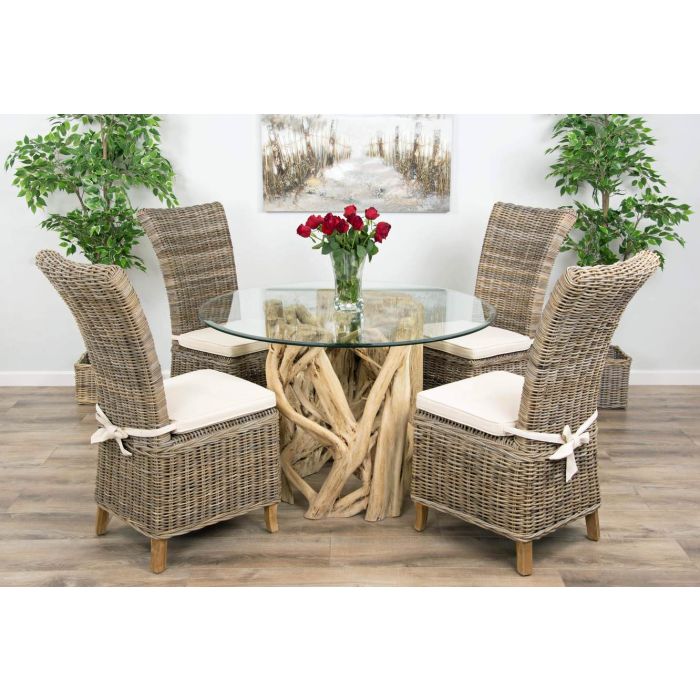 1.2m Java Root Circular Dining Table with 4 or 6 Latifa Chairs - 3