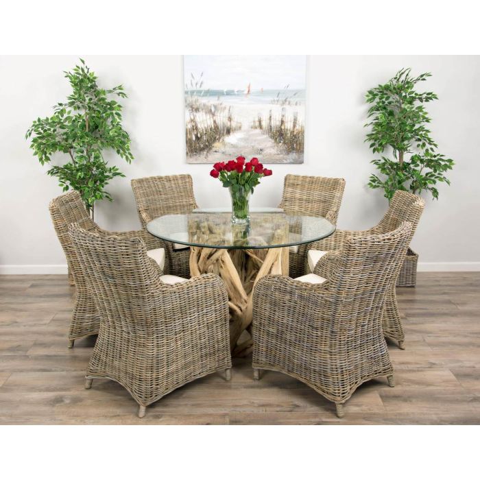1.2m Java Root Circular Dining Table with 4 or 6 Donna Armchairs - 5