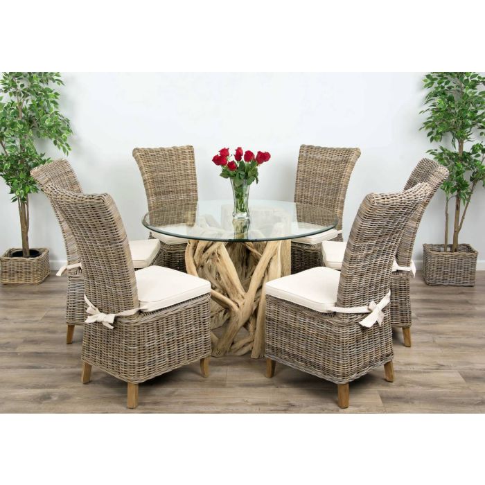 1.2m Java Root Circular Dining Table with 4 or 6 Latifa Chairs - 9
