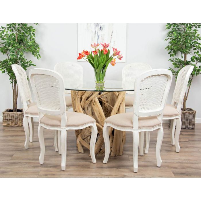 1.2m Java Root Circular Dining Table with 4 or 6 Murano Chairs - 7