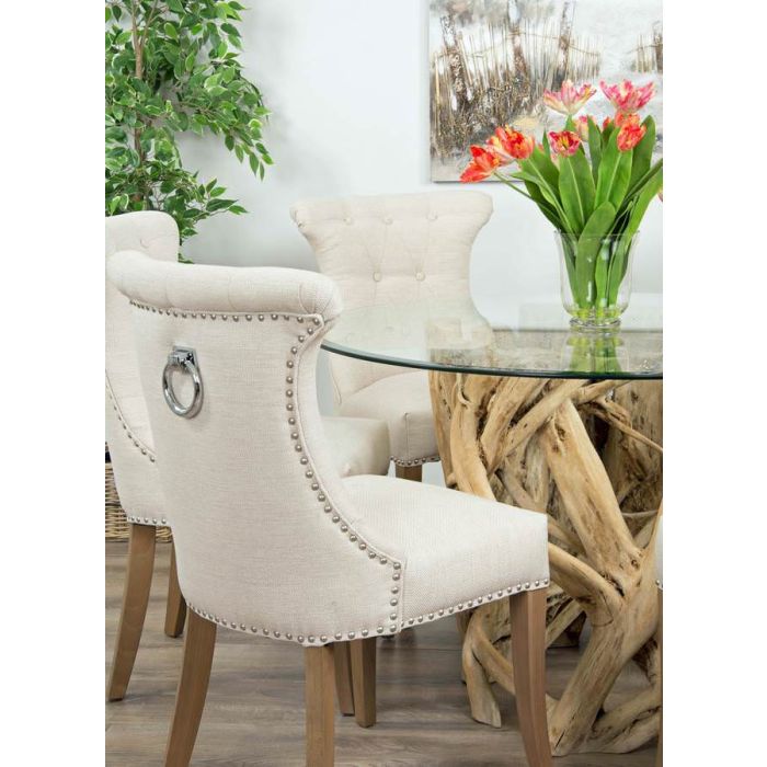 1.2m Java Root Circular Dining Table with 4 or 6 Natural Windsor Ring Back Dining Chairs  - 7