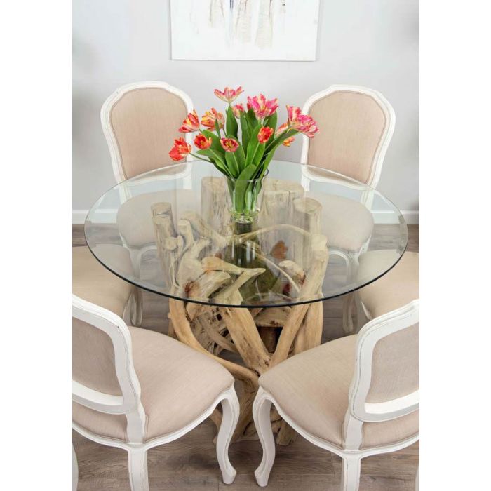 1.2m Java Root Circular Dining Table with 4 or 6 Paloma Chairs - 5