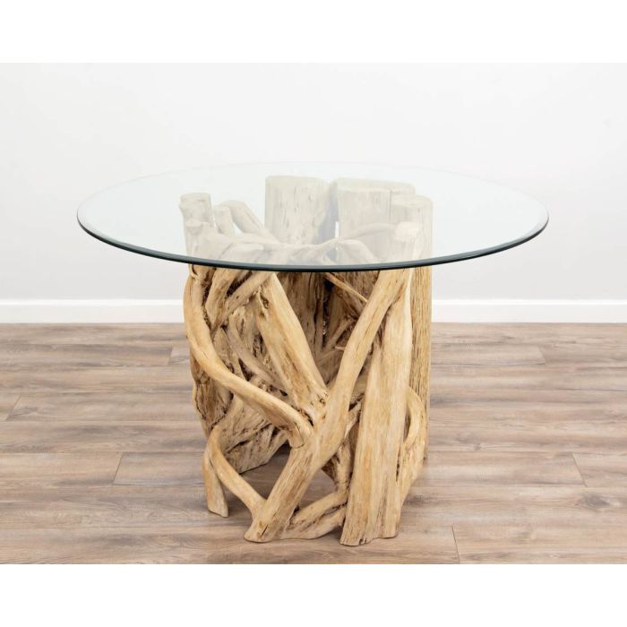 1.2m Java Root Circular Dining Table with 4 or 6 Natural Windsor Ring Back Dining Chairs  - 16