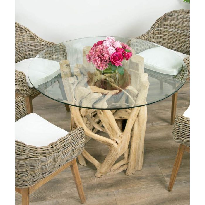 1.2m Java Root Circular Dining Table with 4 or 6 Scandi Armchairs - 3