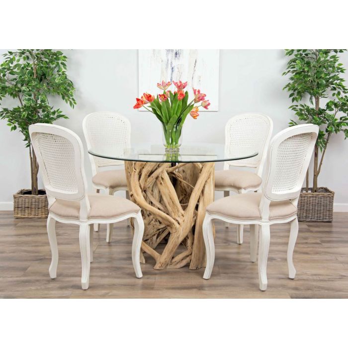 1.2m Java Root Circular Dining Table with 4 or 6 Murano Chairs - 1