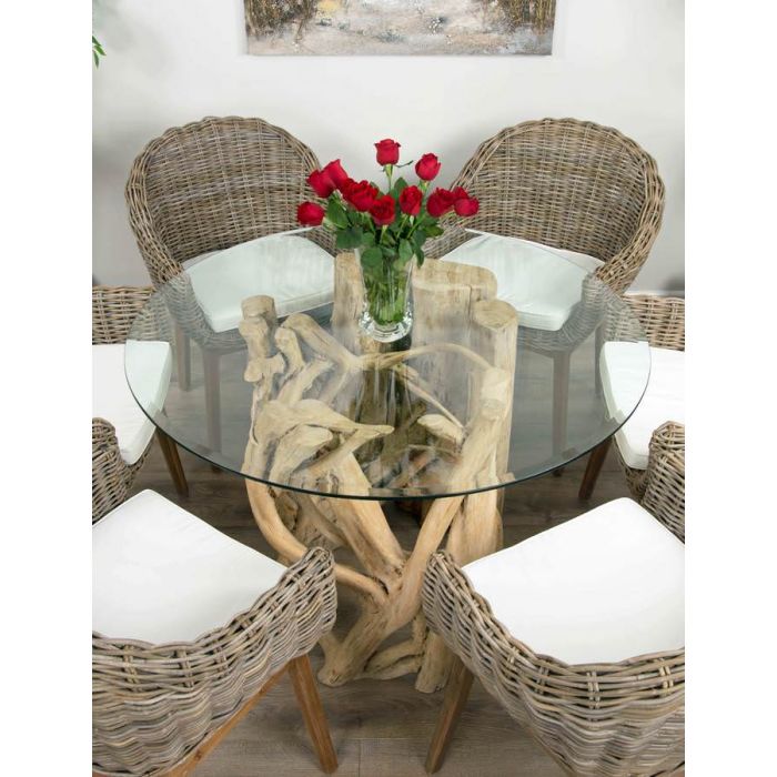 1.2m Java Root Circular Dining Table with 4 or 6 Scandi Armchairs - 9