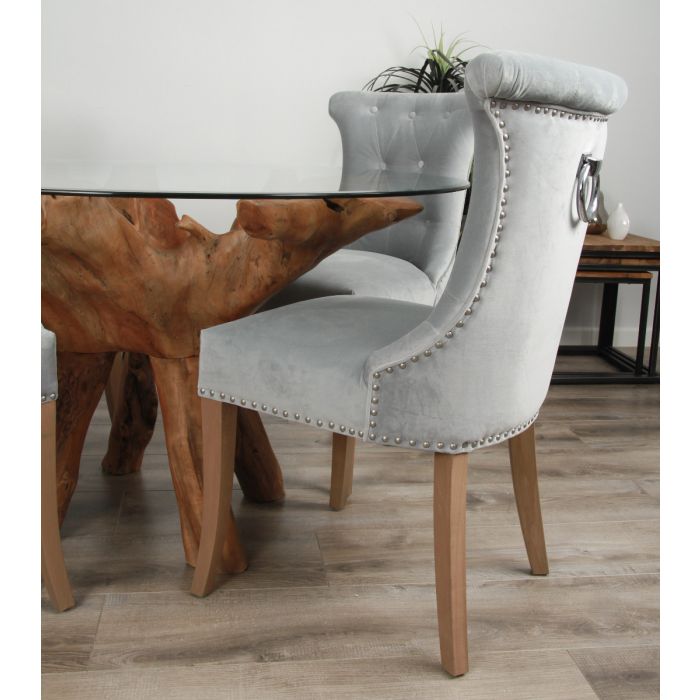 1.2m Reclaimed Teak Root Circular Dining Table with 4 Windsor Ring Back Dining Chairs - 5