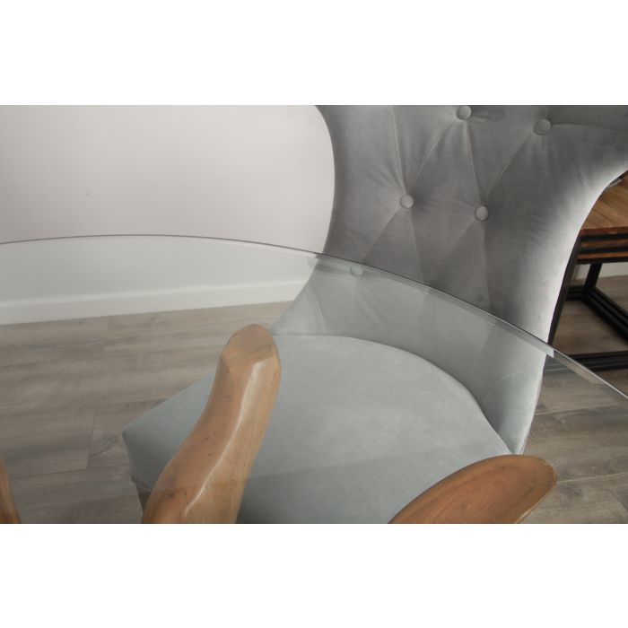 1.2m Reclaimed Teak Root Circular Dining Table with 4 Windsor Ring Back Dining Chairs - 12