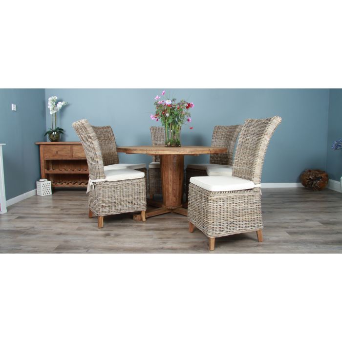 1.3m Reclaimed Teak Character Dining Table with 5 or 6 Latifa Chairs - 2