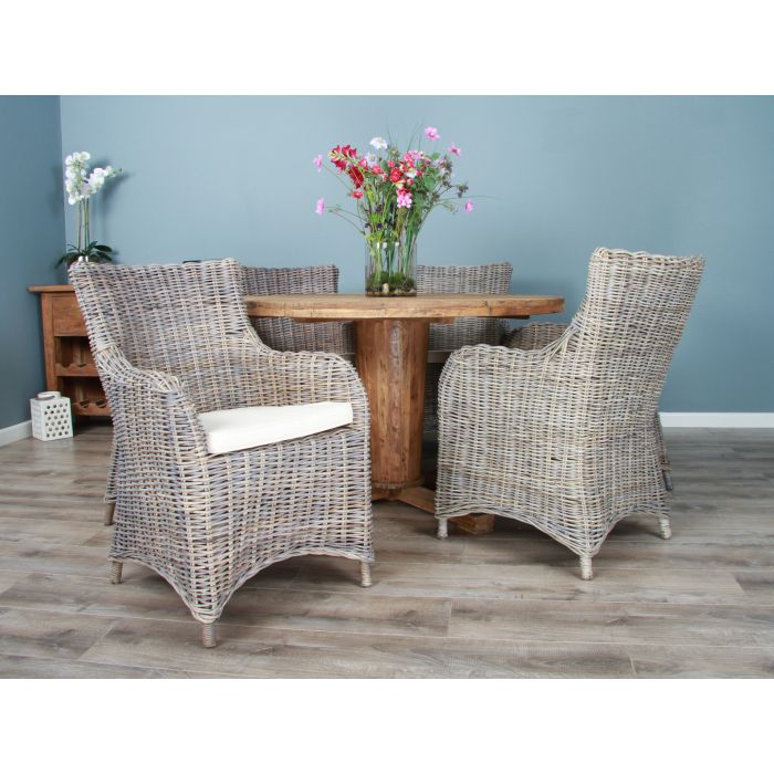 1.3m Reclaimed Teak Character Dining Table with 5 or 6 Donna Chairs - 5