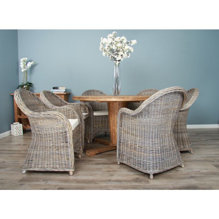 1.3m Reclaimed Teak Character Dining Table with 5 or 6 Riviera Chairs - 4