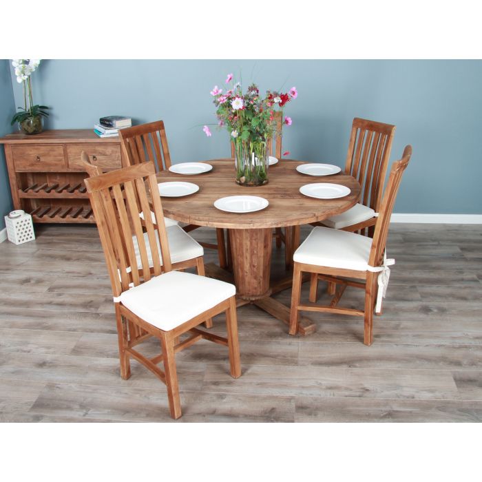 1.3m Reclaimed Teak Character Dining Table with 6 Santos Chairs - 2