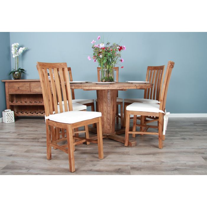 1.3m Reclaimed Teak Character Dining Table with 6 Santos Chairs - 3