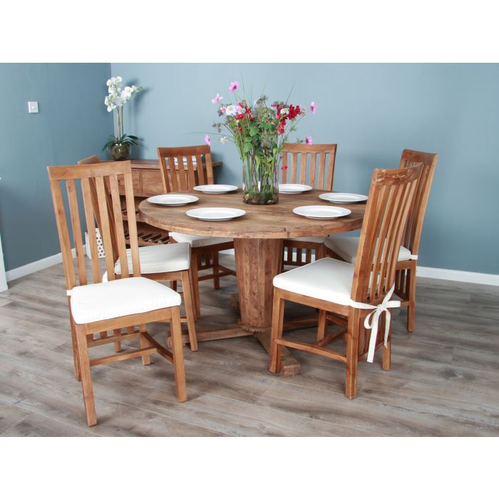 1.3m Reclaimed Teak Character Dining Table with 6 Santos Chairs - 4