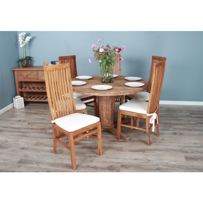 1.3m Reclaimed Teak Character Dining Table with 6 Vikka Chairs - 2
