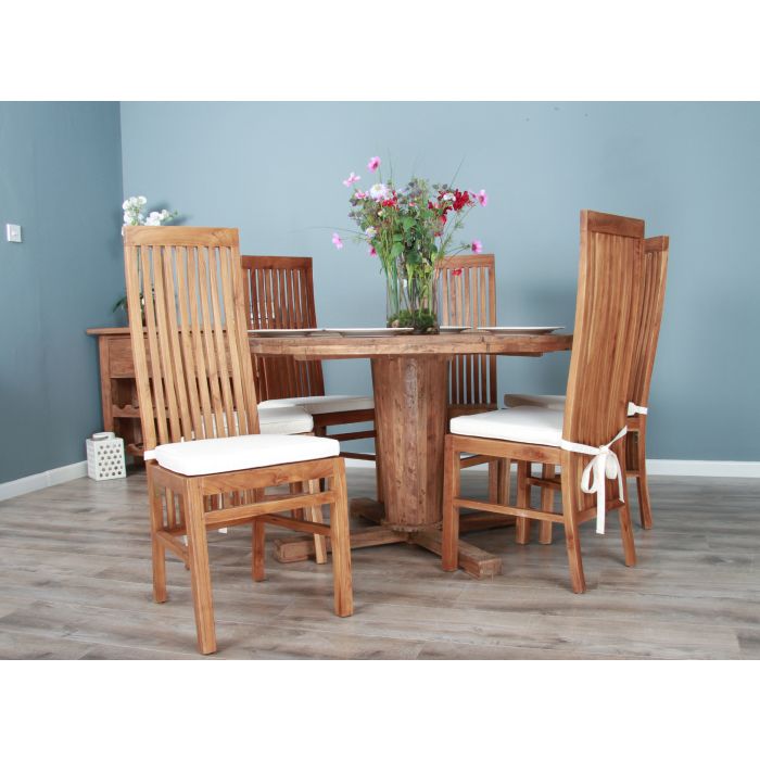 1.3m Reclaimed Teak Character Dining Table with 6 Vikka Chairs - 1