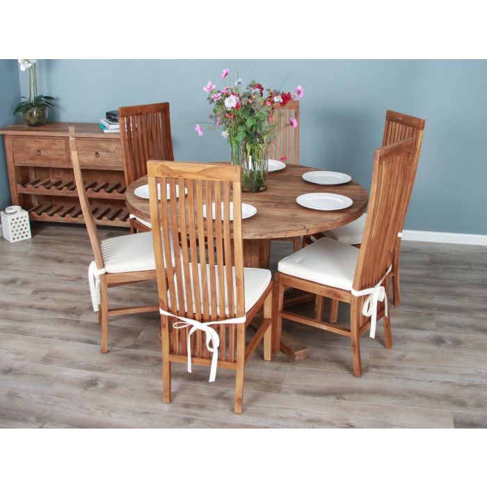 1.3m Reclaimed Teak Character Dining Table with 6 Vikka Chairs - 4