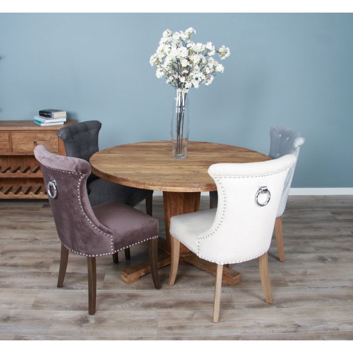 1.3m Reclaimed Teak Character Dining Table with 5 or 6 Windsor Ring Back Chairs - 5