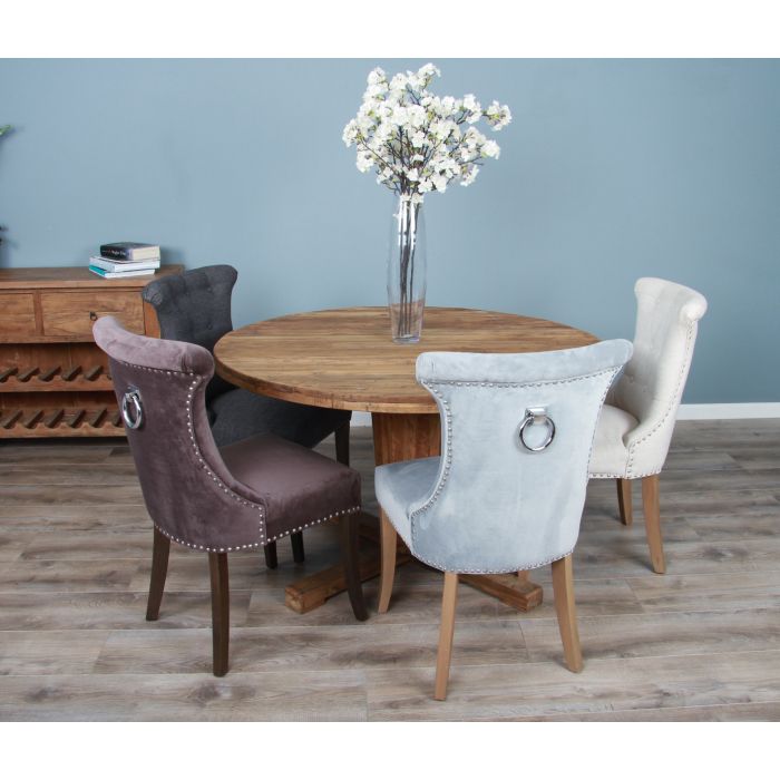 1.3m Reclaimed Teak Character Dining Table with 5 or 6 Windsor Ring Back Chairs - 1
