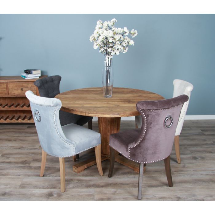 1.3m Reclaimed Teak Character Dining Table with 5 or 6 Windsor Ring Back Chairs - 6