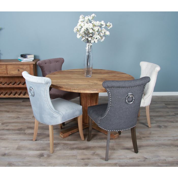 1.3m Reclaimed Teak Character Dining Table with 5 or 6 Windsor Ring Back Chairs - 7